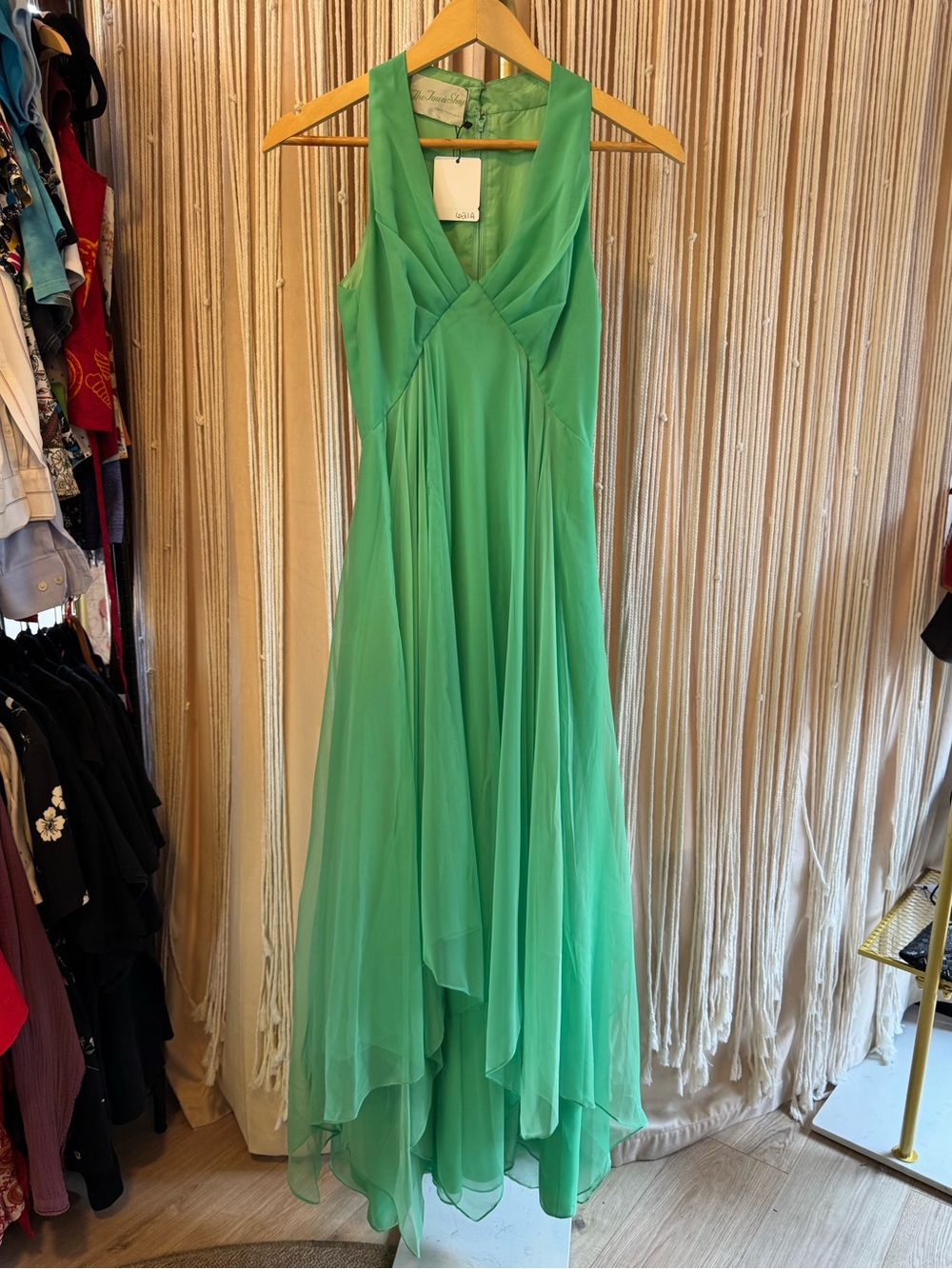 1970s Green Chiffon Party Dress Sheer Grecian Goddess Cocktail green XS / XXS